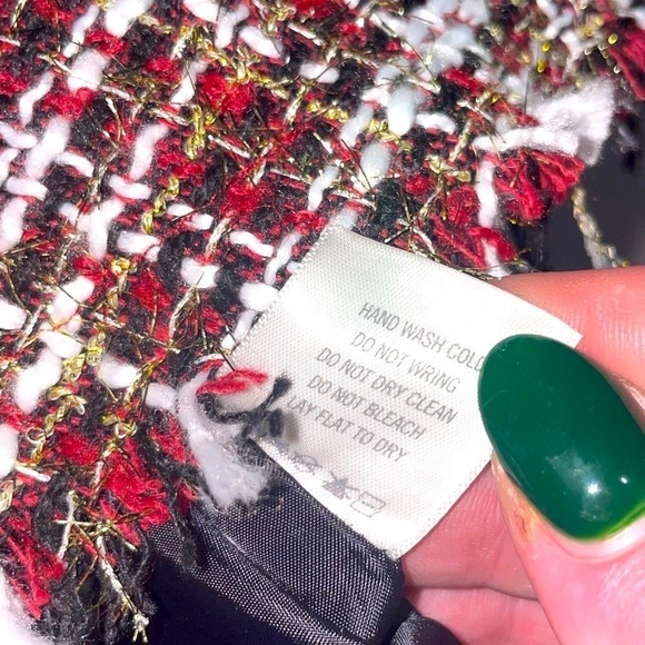 NWT Tartan Plaid Tweed Mini Skirt Womens Large Metallic Ruffle Drop Waist Frayed - Picture 16 of 16